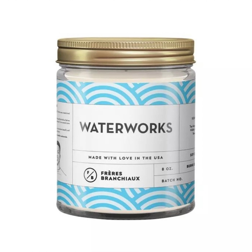 NWT 8oz Glass Jar Waterworks Candle - Freres Branchiaux